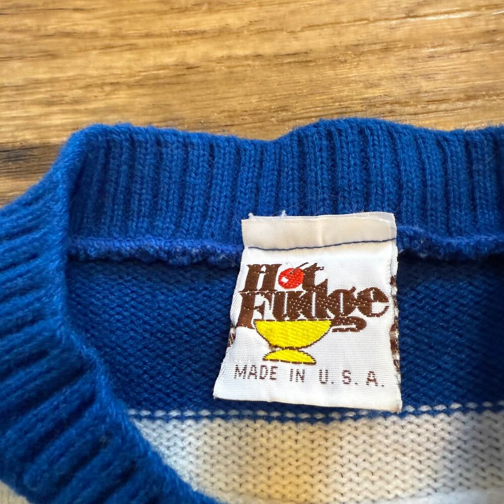 Vintage 80s Striped Knit Basketball Sweater - Picture 4 of 5